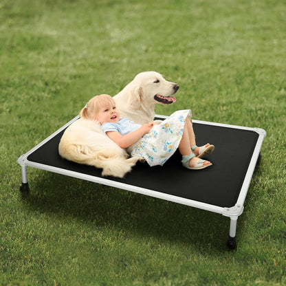 Veehoo Chew Proof Elevated Dog Bed - Cooling Raised Pet Cot - Silver Aluminum Frame and Durable
