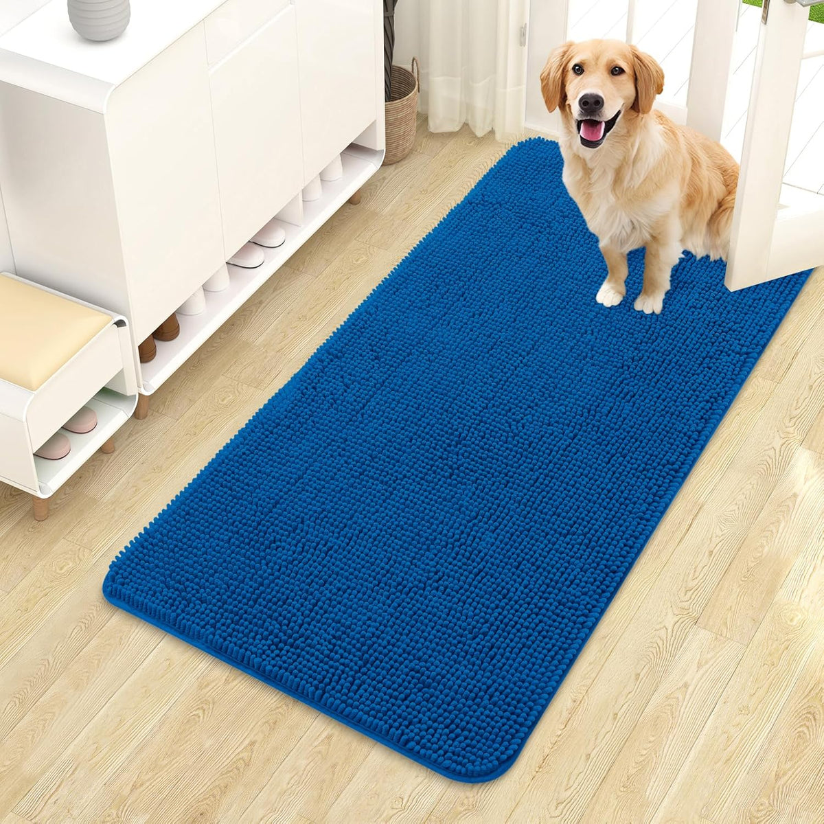 OLANLY Dog Door Mat for Muddy Paws 44x24, Absorbs Moisture and Dirt, Absorbent Non-Slip Washable
