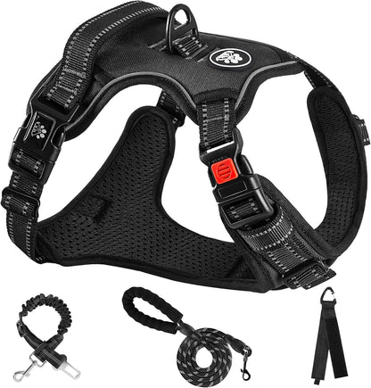NESTROAD No Pull Dog Harness,Adjustable Oxford Dog Vest Harness with Leash,Reflective No-Choke Pet