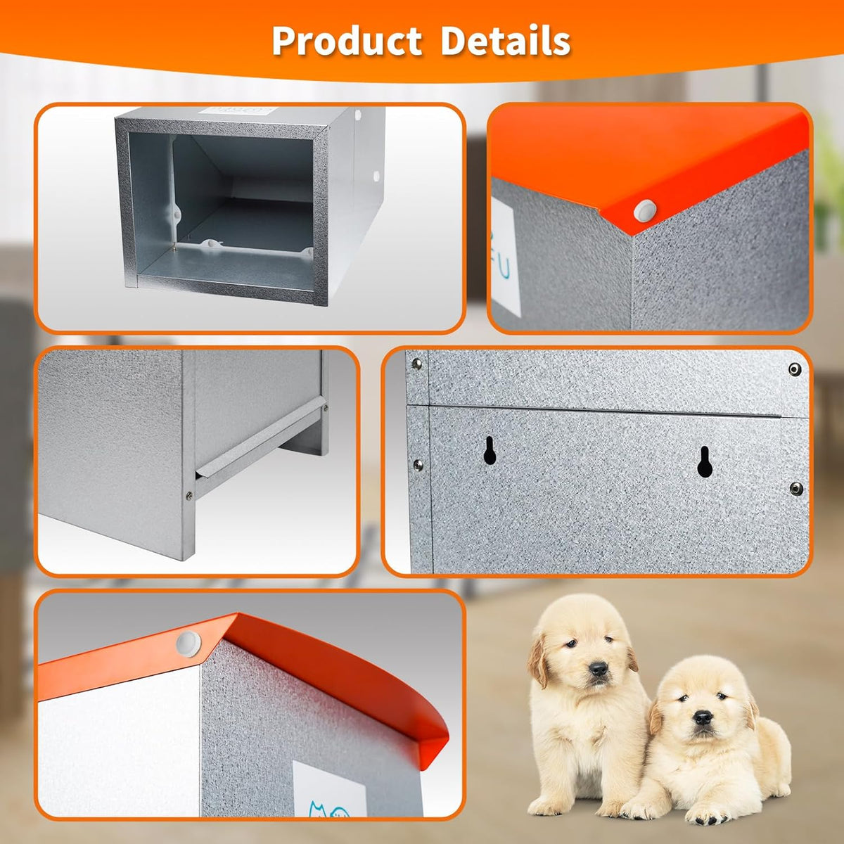 Dog Feeder - Galvanized Metal Pet Food Station for Indoor & Outdoor Use - Automatic Gravity-Fed