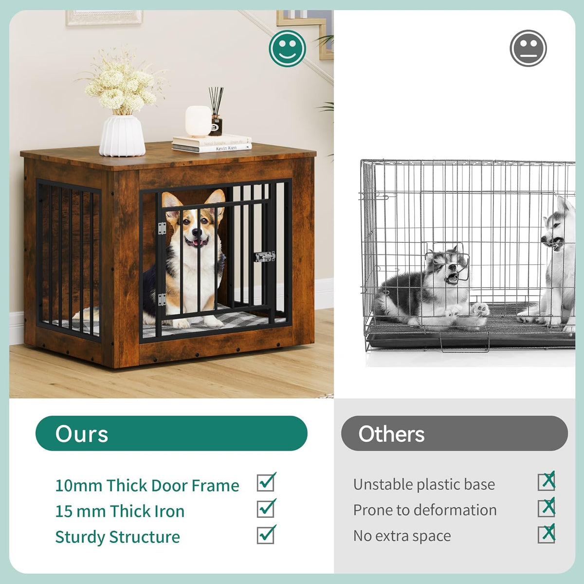 YITAHOME Dog Crate Furniture for Medium Dogs, Side End Table, Modern Dogs Kennel Indoor up to 35