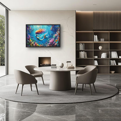 Quorin Mermaid Large Wall Art Sea Ocean Mermaid Pictures Colorful Undersea Wall Decor Canvas Print