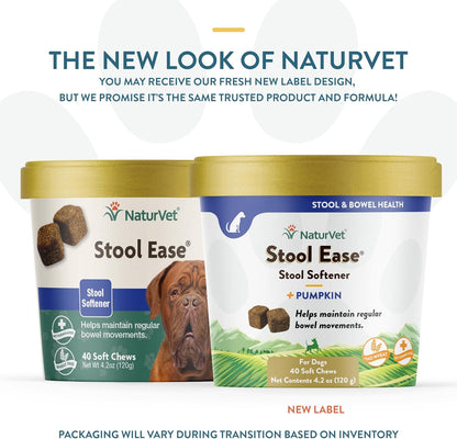 NaturVet – Stool Ease for Dogs – 40 Soft Chews – Helps Maintain Regular Bowel Movements – Enhanced