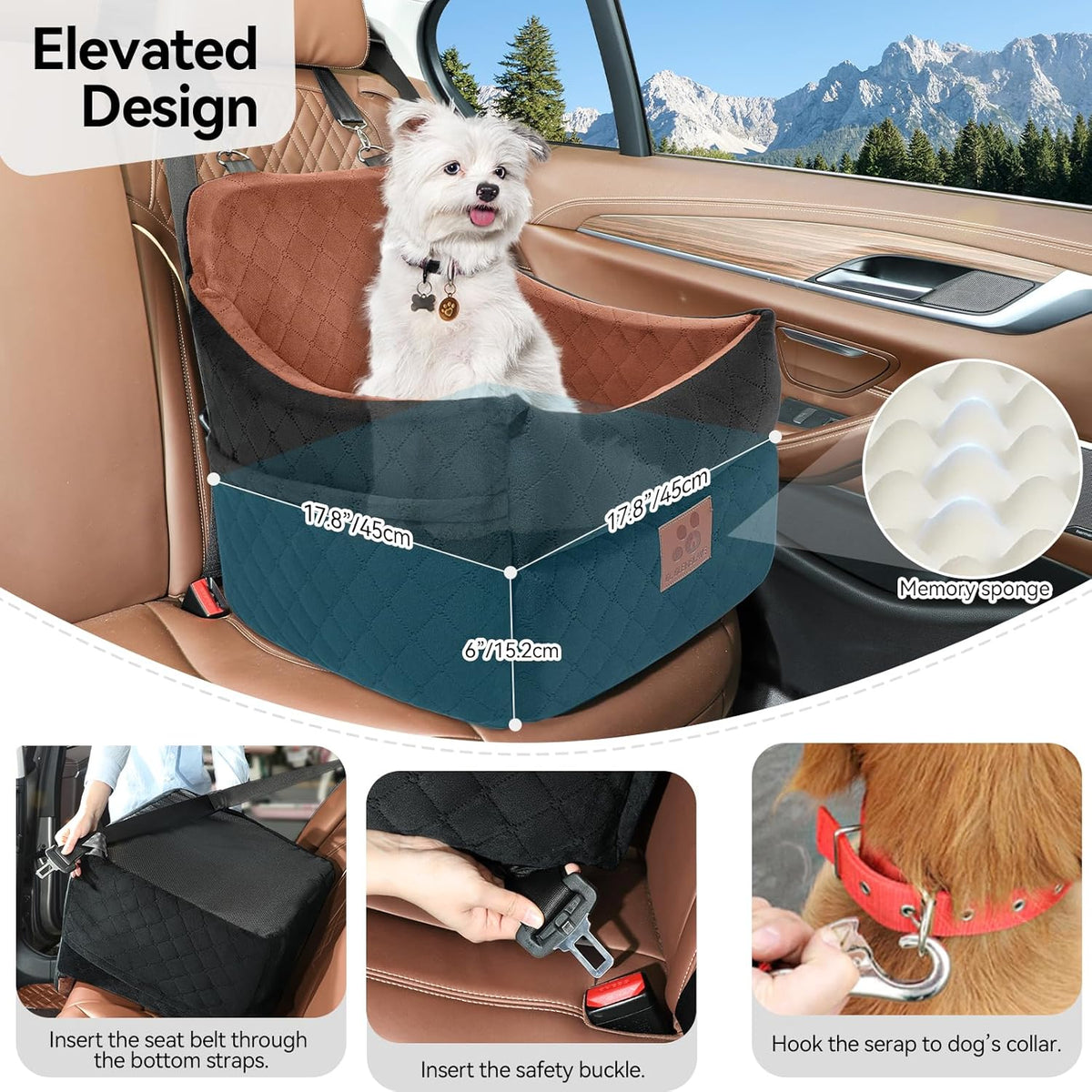Dog Car Seat for Small/Medium Dogs, Dog Booster Car Seats with Thick Cushion for Dogs Under 35lbs