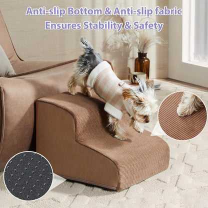 Dog Stairs for Small Dogs, 2-Steps Dog Ramp for Couch, Pet Stairs with Highly Supportive Foam and