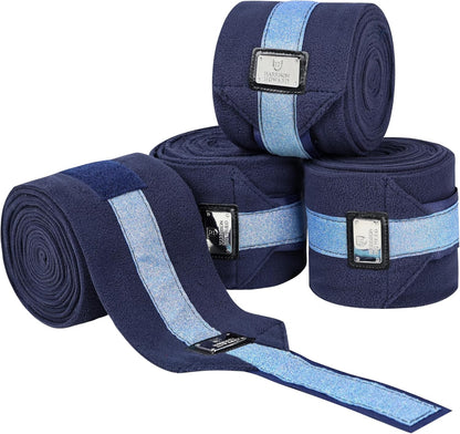 Harrison Howard Horse Polo Wraps Upgrade with Bling Leg Wraps for Horses 4-Pack Fleece Leg Wraps