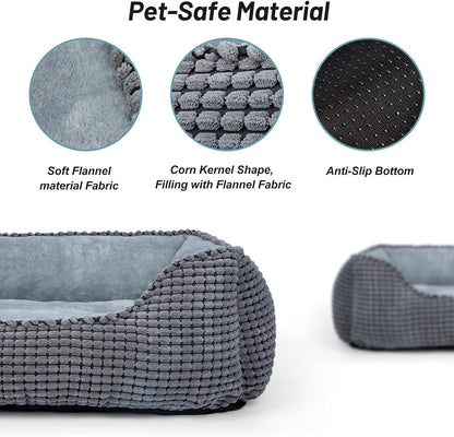 MIXJOY Dog Bed for Large Medium Small Dogs, Rectangle Washable Sleeping Puppy Bed, Orthopedic Pet