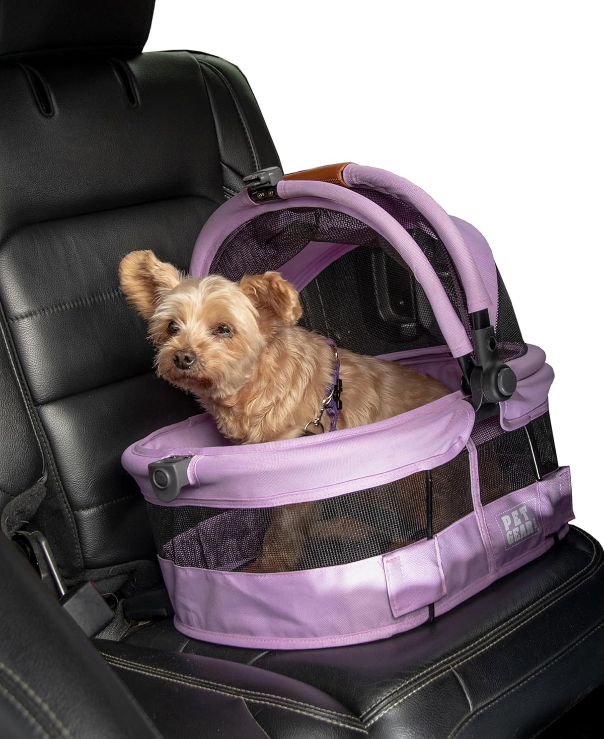 Pet Gear No-Zip View 360 Ultra Lite Pet Safety Carrier & Car Seat for Small Dogs & Cats Push Button