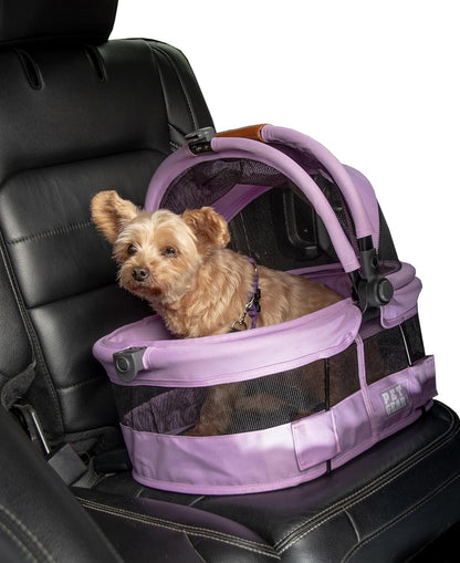 Pet Gear No-Zip View 360 Ultra Lite Pet Safety Carrier & Car Seat for Small Dogs & Cats Push Button