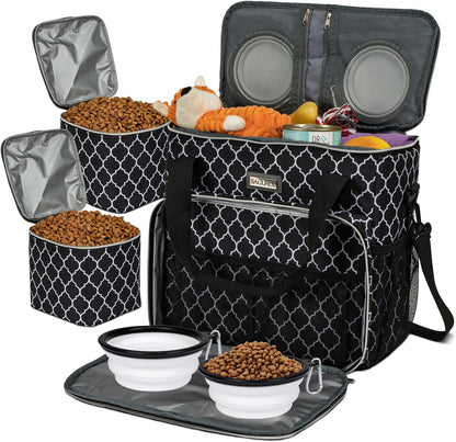 BAGLHER Dog Travel Bag, Pet Travel Bag (ALL Pet Travel Supplies), With 2 Pet Food Containers and 2