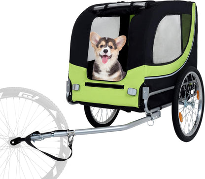 Blue-Grey Large Folding Bike Trailer for Dogs – Heavy-Duty Steel Frame, 66LB Capacity Pet Carrier