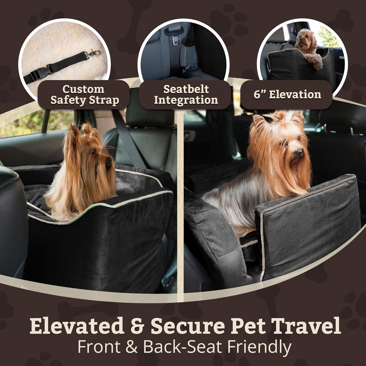 Snoozer Lookout I Dog Car Seat - Small Dog & Puppy Car Seat, Booster Bed for Small and Medium Size