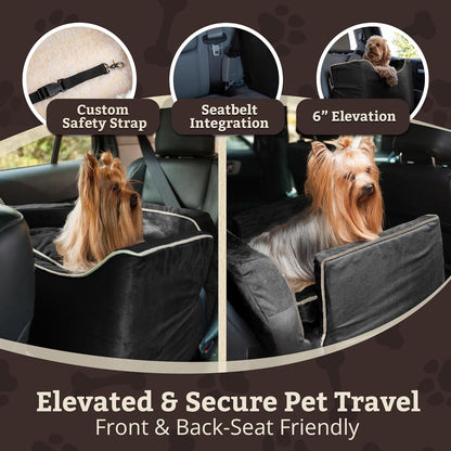 Snoozer Lookout I Dog Car Seat - Small Dog & Puppy Car Seat, Booster Bed for Small and Medium Size