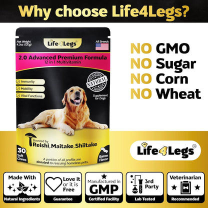 Soft Chews Dog Vitamins & Supplements - Dog Multivitamin - Hemp Oil Glucosamine Chondroitin Hip and