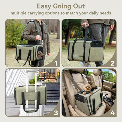 Petsfit Expandable Cat Carrier Dog Carrier,Airline Approved Soft-Sided Portable Pet Travel Washable
