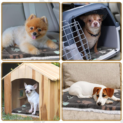 4 Pack Ultra Soft Dog Cat Bed Mat with Cute Prints Reversible Fleece Dog Crate Kennel Pad Cozy
