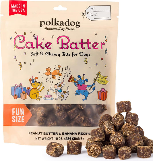 Polkadog Cake Batter Dog Treats – Soft & Chewy Premium Birthday Treats with Peanut Butter & Banana