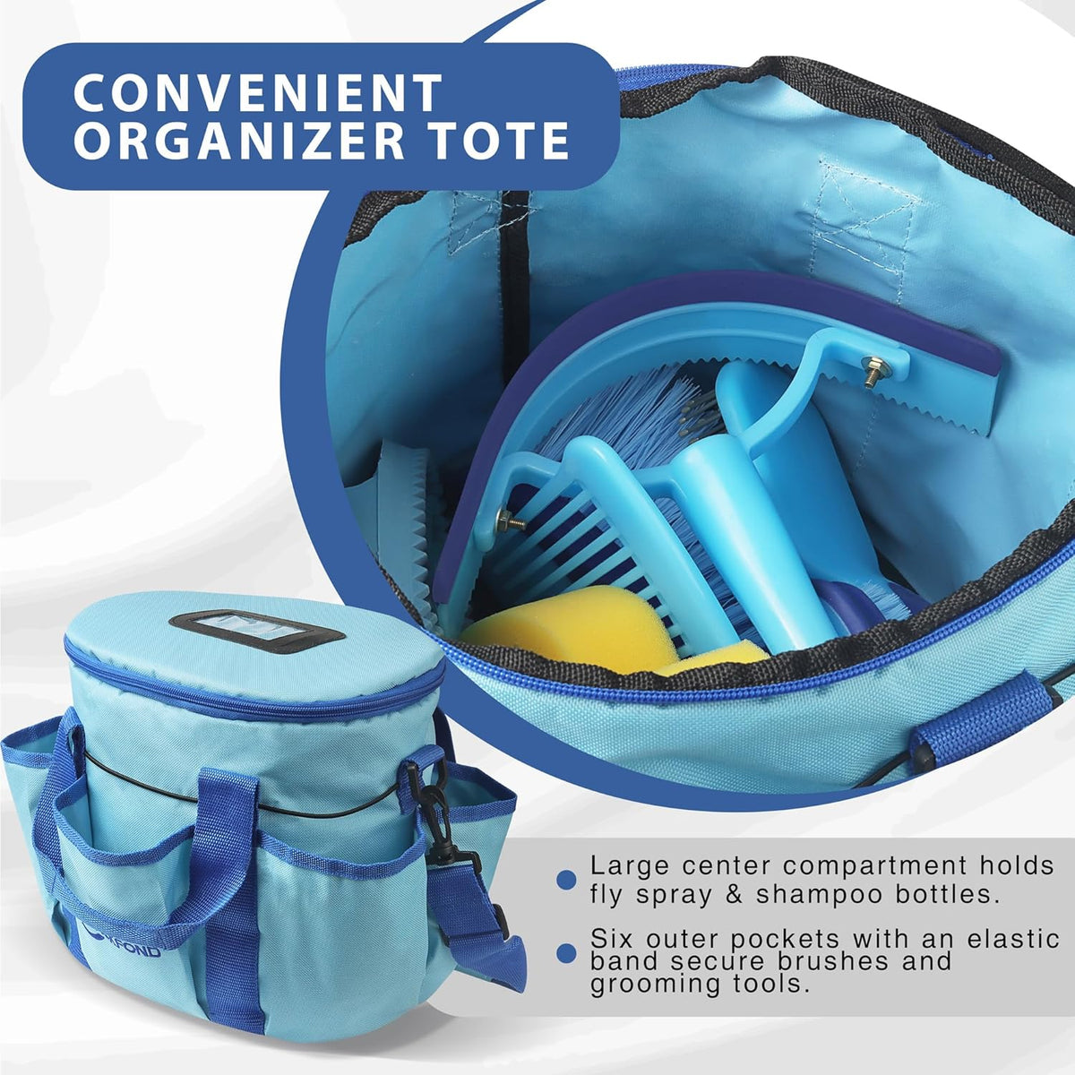 Horse Grooming Kit 9pcs Horse Brushes Equine Grooming Brushes Tack Room Supplies Set with Organizer