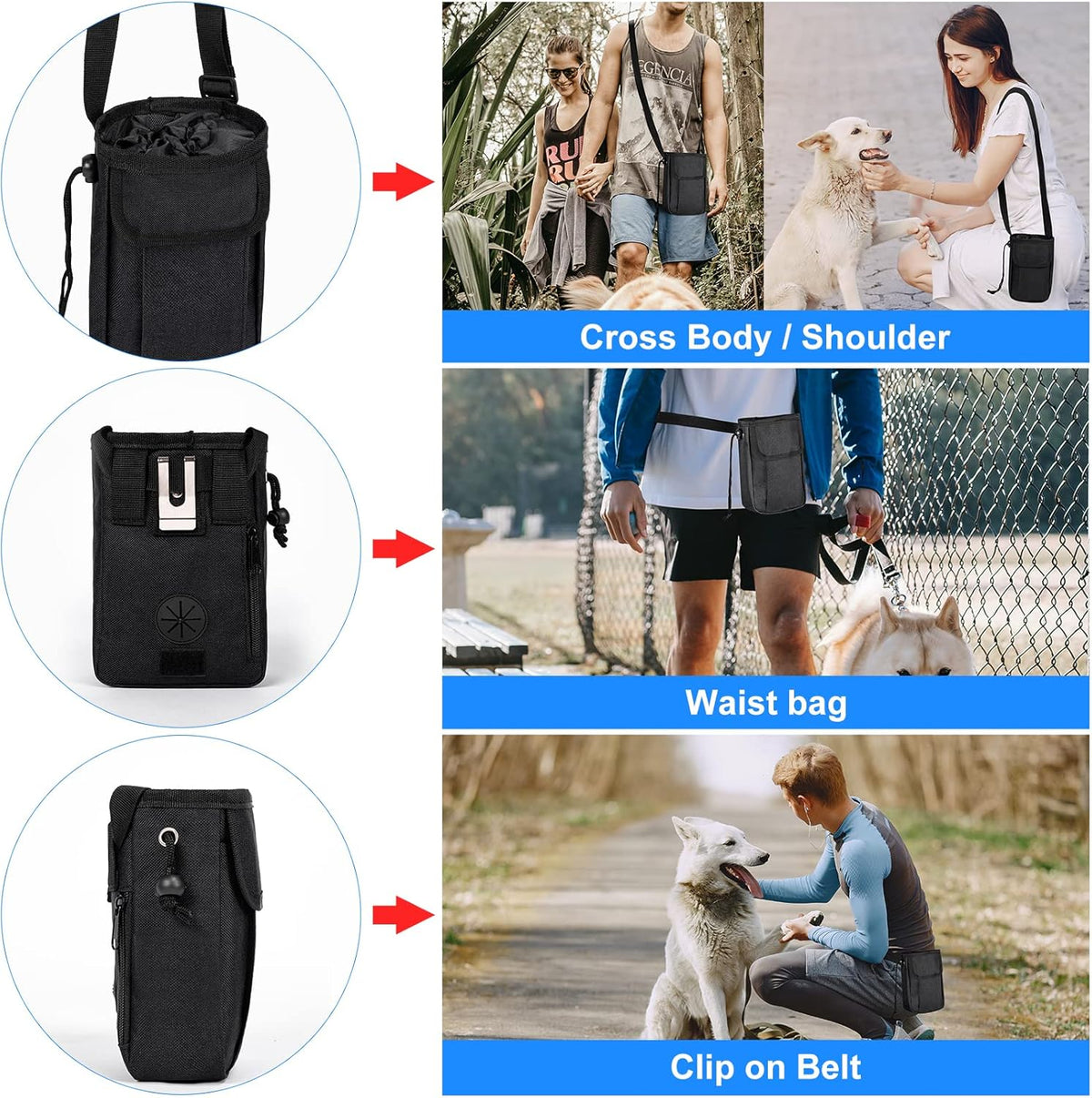 Dog Travel Bag, Airline Approved Pet Travel Bag with 2 Dog Treat Training Pouches for Weekend Pet