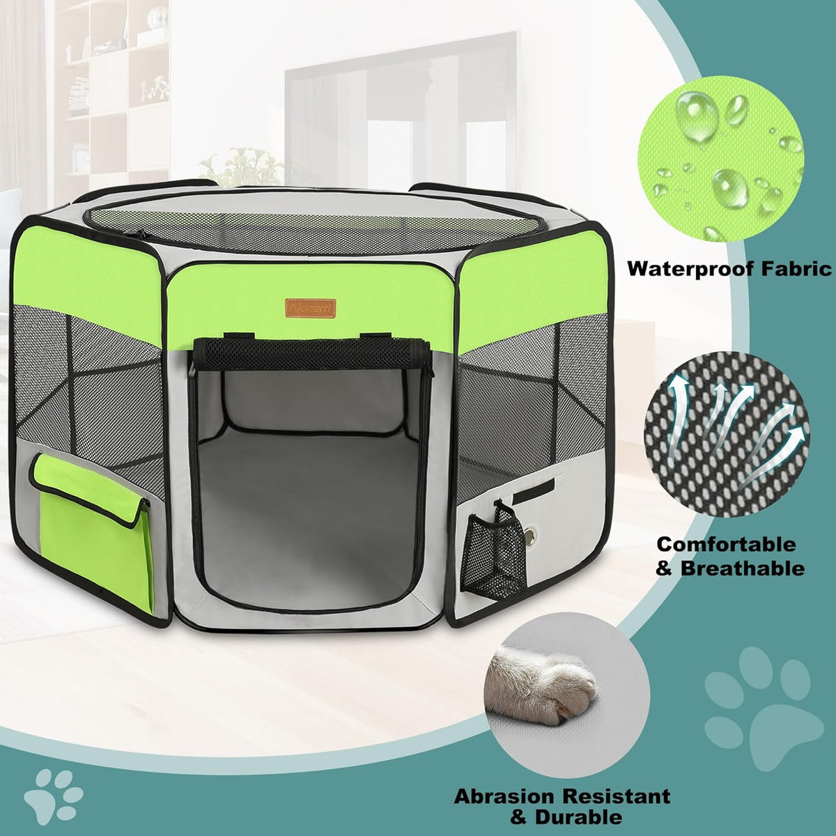 Dog Playpen, Portable Pet Play Pen for Cat, Puppies, Rabbits, Chickens, Foldable Large-Capacity Pet