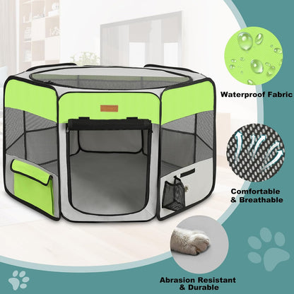 Dog Playpen, Portable Pet Play Pen for Cat, Puppies, Rabbits, Chickens, Foldable Large-Capacity Pet