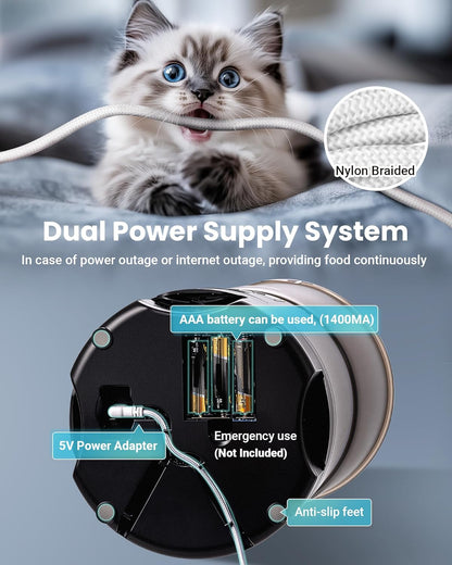 Automatic Cat Feeder for 3 Cats, 6L/25 Cups Smart WiFi Pet Feeder, Strong Anti-Jam System