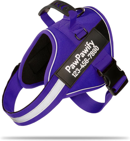 PawPawify Custom No Pull Dog Harness with Name and Phone Number, Heavy Duty Personalized Pet Vest