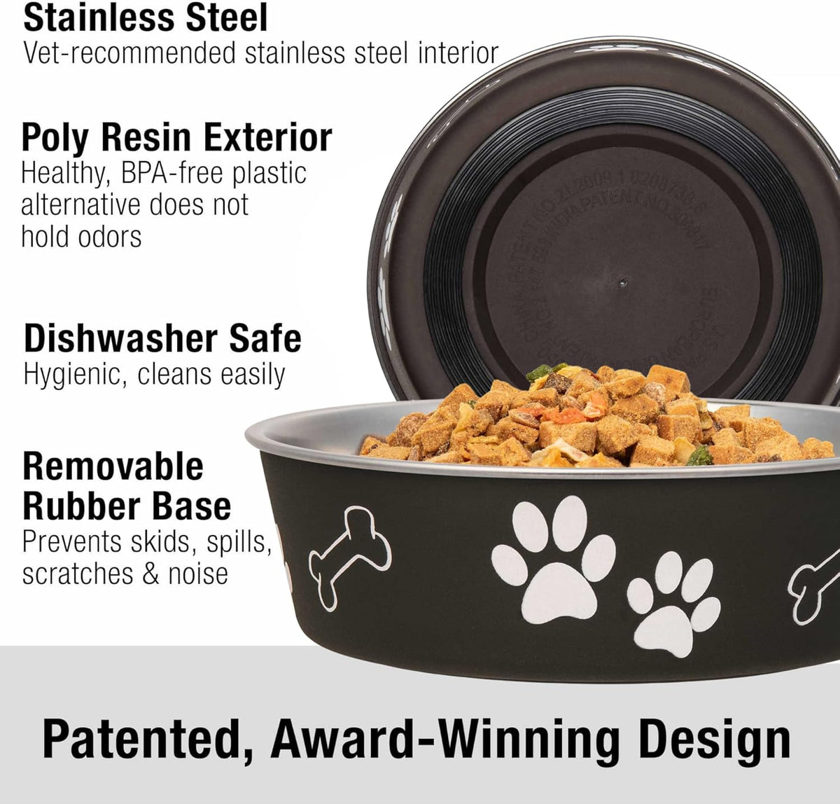 Loving Pets Bella Dog Bowls- Stainless Steel Dog & Cat Bowls - Spill Proof Dog Food Bowl, Cat Bowl