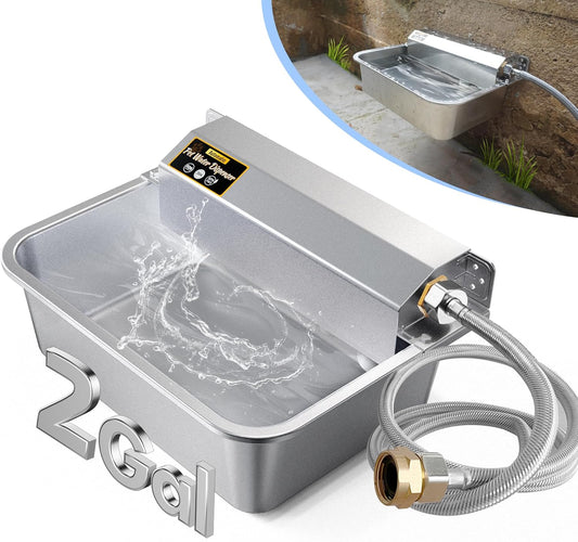 Automatic Dog Water Dispenser, 2 Gallons 304 Stainless Steel Dog Water Bowl for Indoor/Outdoor