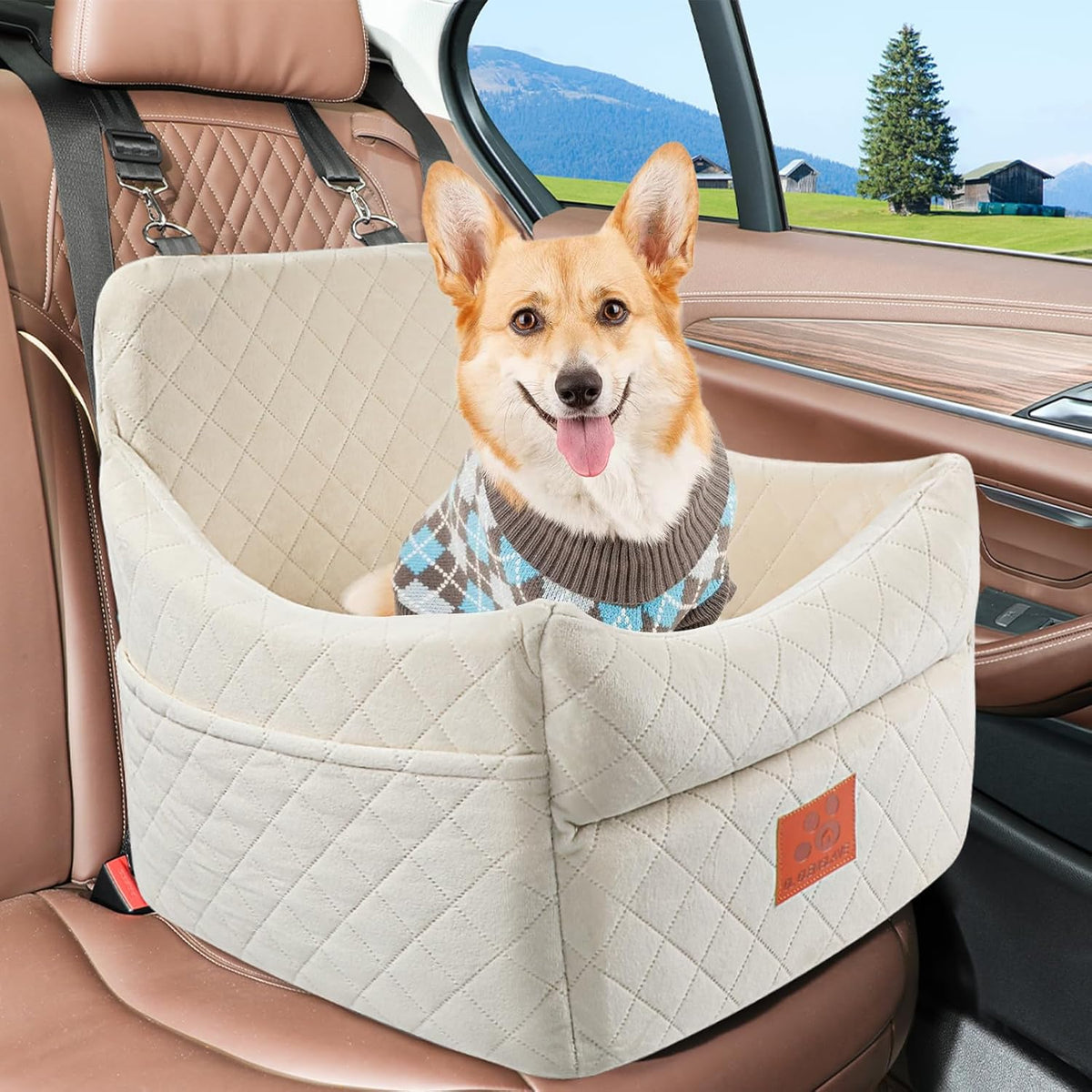Dog Car Seat for Small/Medium Dogs, Dog Booster Car Seats with Thick Cushion for Dogs Under 35lbs
