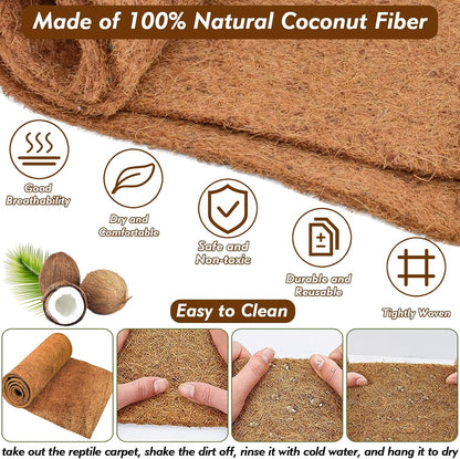 ZeeDix 3 Rolls Coconut Fiber Reptile Substrate Mat, 18 x 24 inches Natural Coco Mat Reptile Carpet