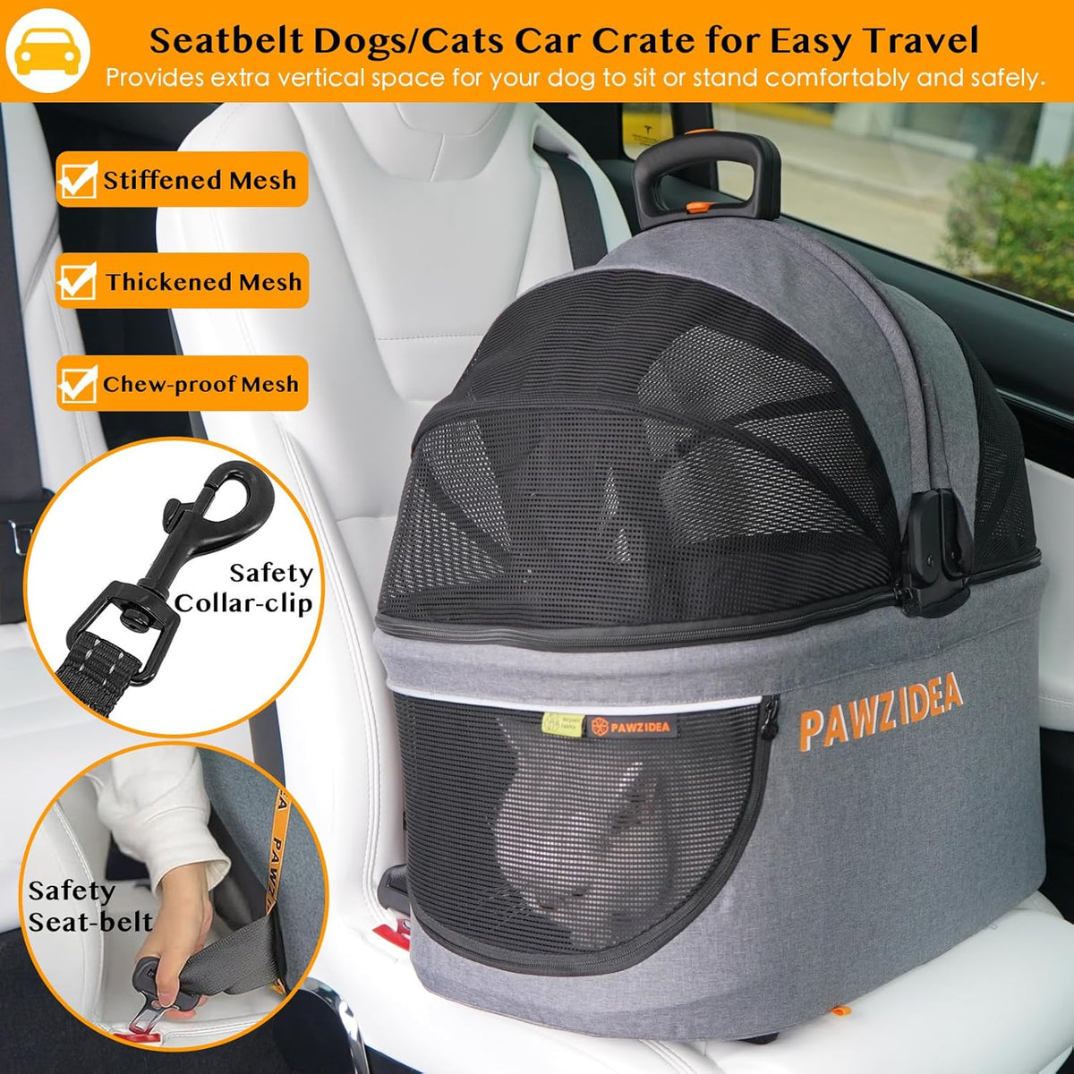 PAWZIDEA Pet Stroller 4 in 1, Dog Strollers for Small/Medium Dogs with Detachable Carrier Easy Lock