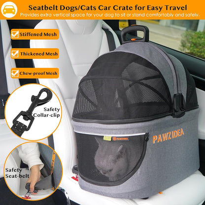 PAWZIDEA Pet Stroller 4 in 1, Dog Strollers for Small/Medium Dogs with Detachable Carrier Easy Lock