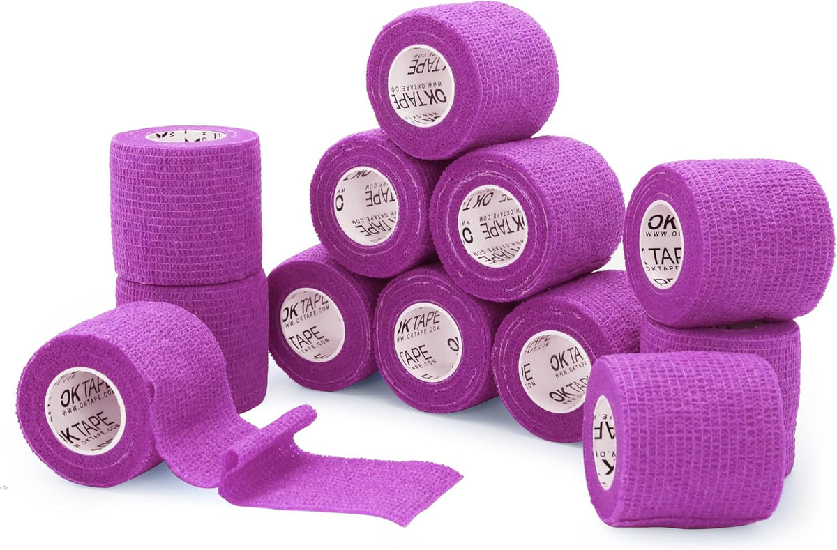 OK TAPE Self Adherent Cohesive Bandages Wrap - 12Packs, 2" x 5 Yards, Non-Woven Self Adhesive