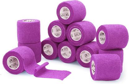 OK TAPE Self Adherent Cohesive Bandages Wrap - 12Packs, 2" x 5 Yards, Non-Woven Self Adhesive