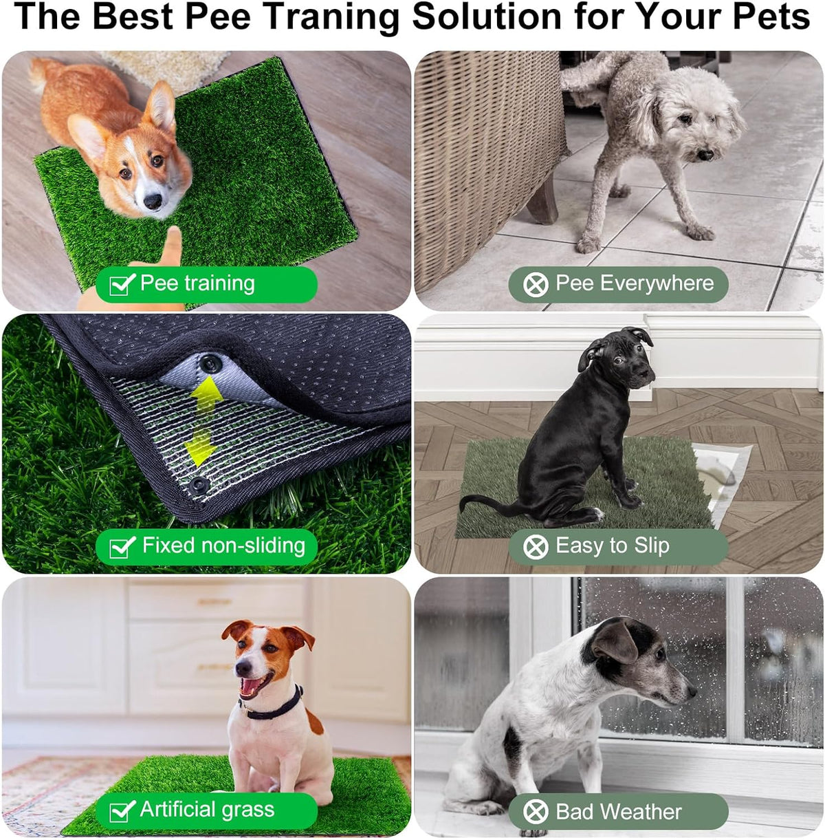 Pee Pads for Dogs with Fake Grass, 27" x 21" Indoor Artificial Grass for Dogs Potty, Lawn Pee Pads