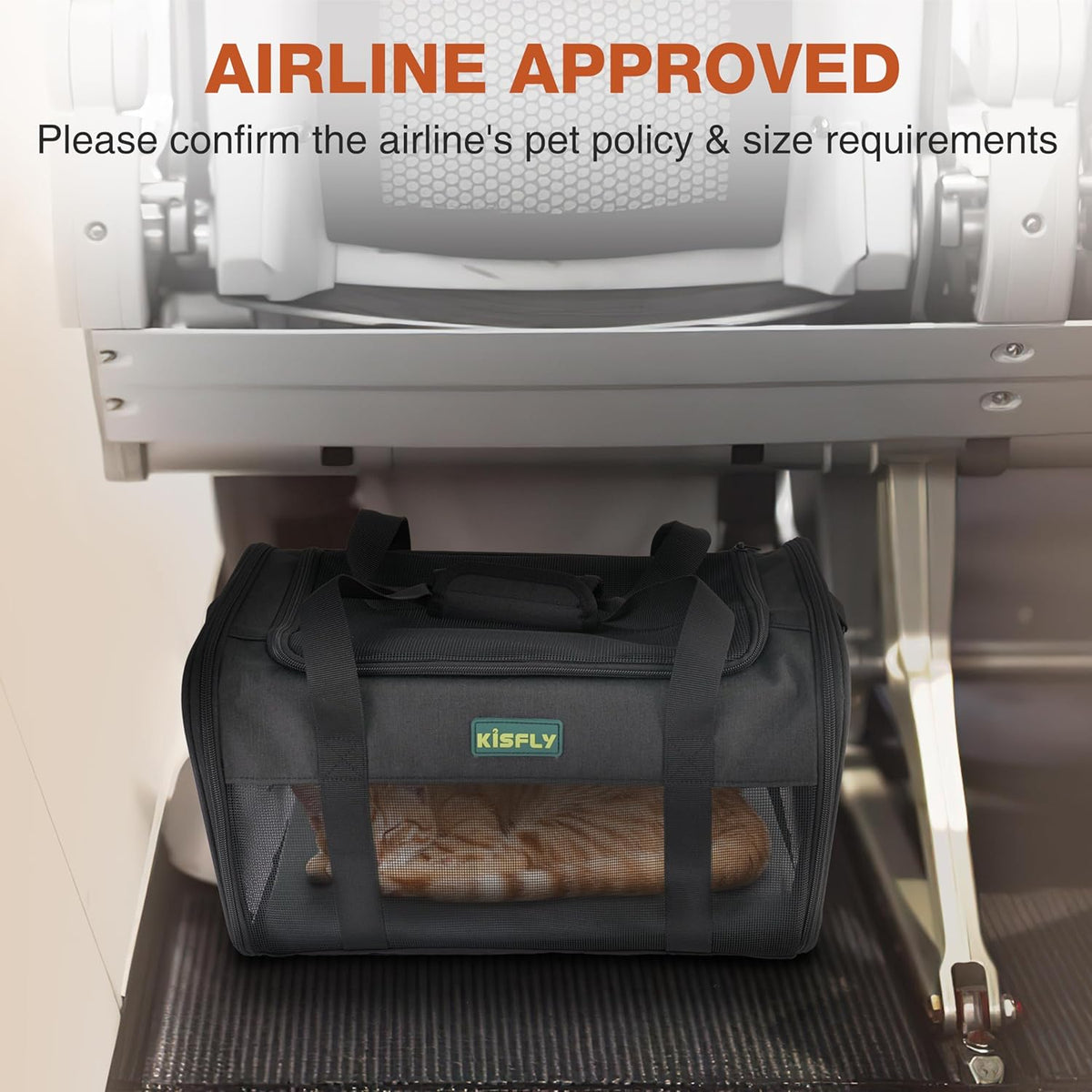 Airline Approved Cat and Small Dog Carrier – Soft-Sided, Foldable Under-Seat Travel Bag for Pets up