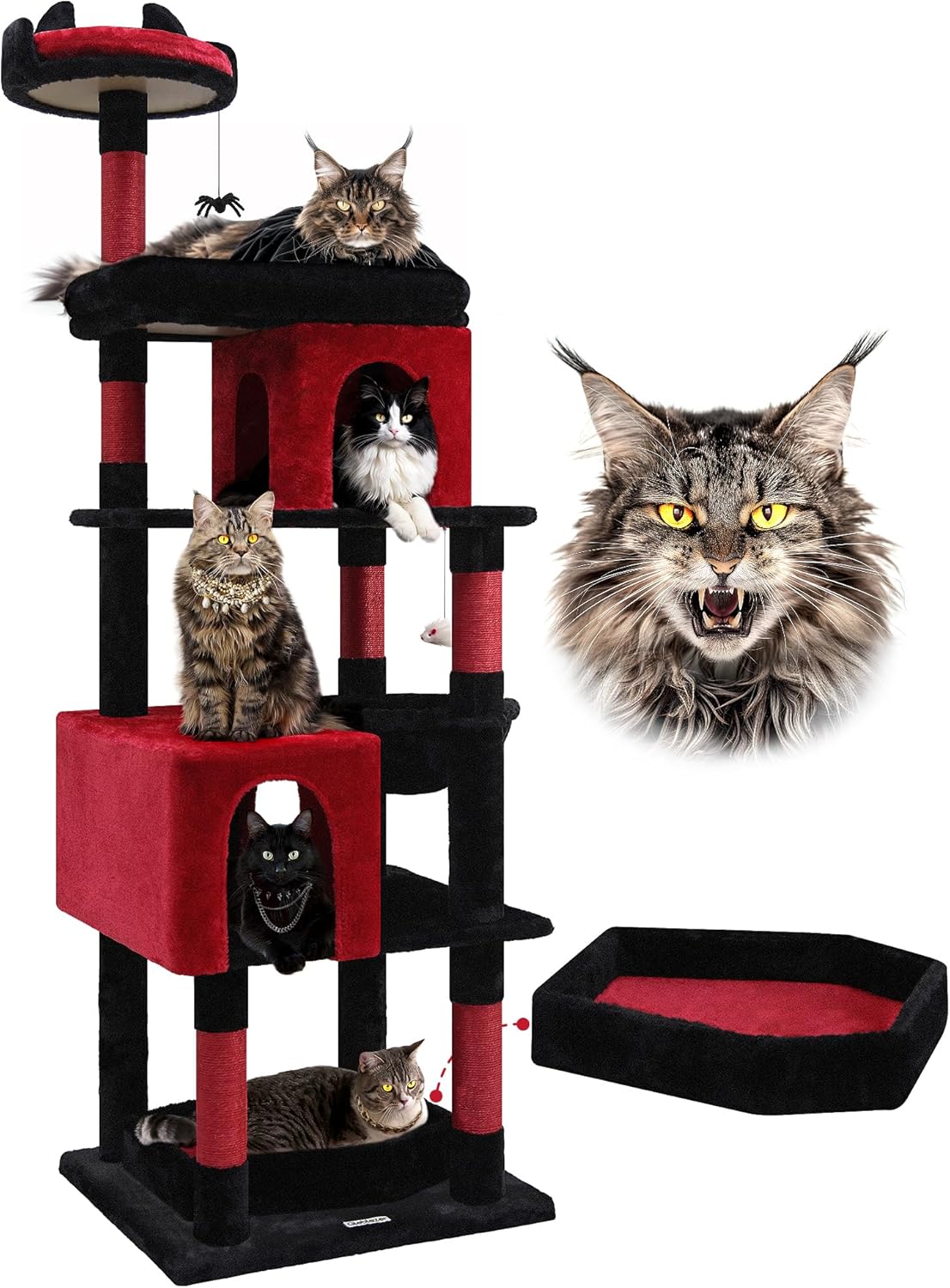 Globlazer Heavy Duty Gothic Cat Tree, 72in Large Cat Tower with Coffin Bed, Sturdy Maine Coon Cat