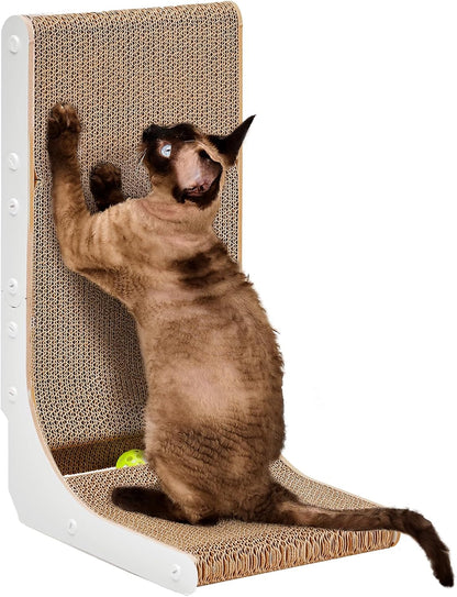 EHEYCIGA Cardboard Cat Scratcher for Indoor Kitten Cats, 19 Inch L Shaped Vertical Cat Scratching
