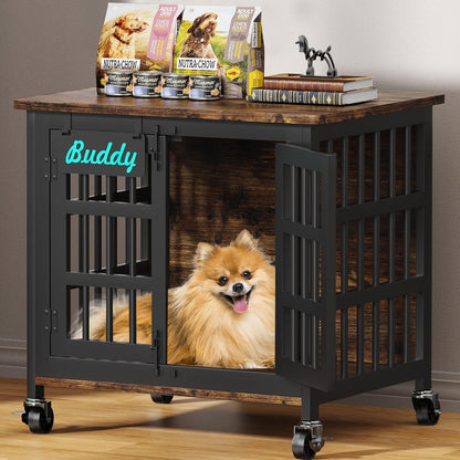 EasyCom Heavy Duty Dog Kennel Indoor with Name Tag, 27" Dog Crate Furniture for Small Dogs