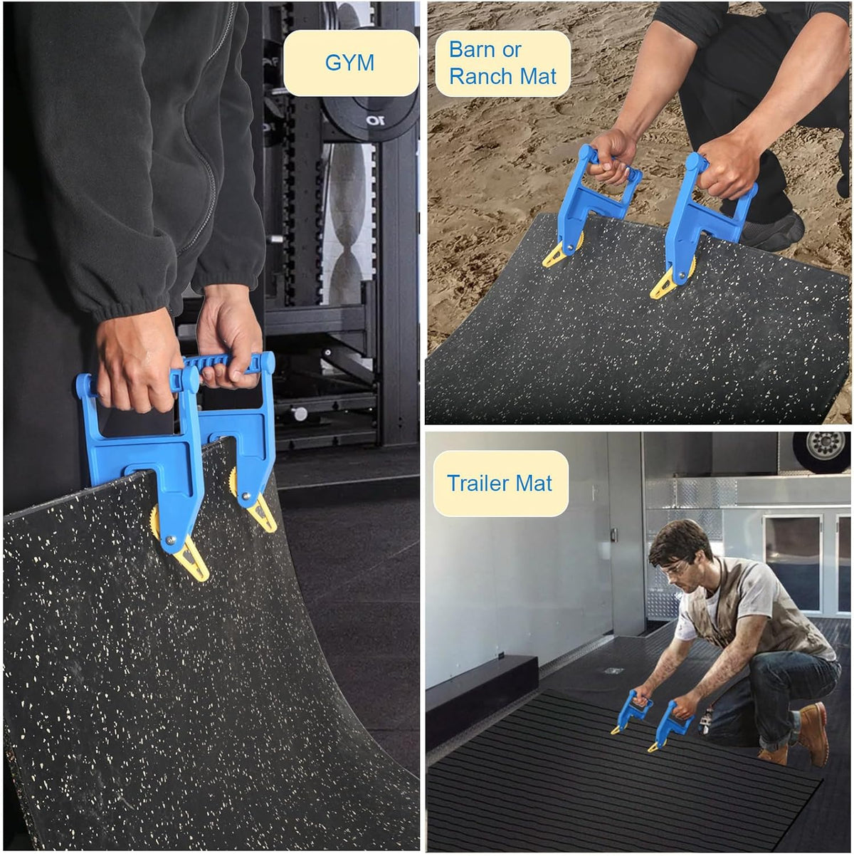 Heavy Duty Stall Mat Gripper, a Pair of Mat Mover Tool - Effortless Remover for Thick Rubber Mats