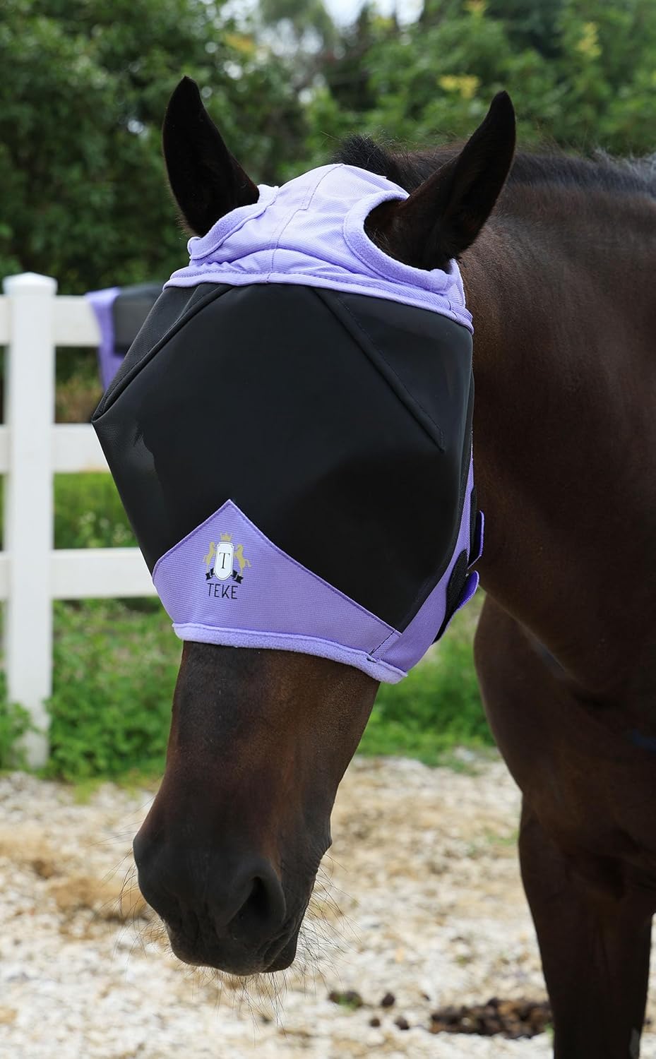 T TEKE Fine Mesh Horse Fly Mask w/No Ears, UV Blocking 3D Eye Visor with Extra Fleece Cushioned