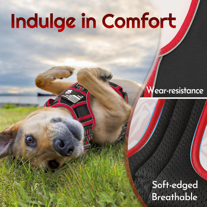 Eagloo Dog Harness for Large Dogs, Easy Wearing with 3 Buckles, Adjustable No Pull Pet Harness with