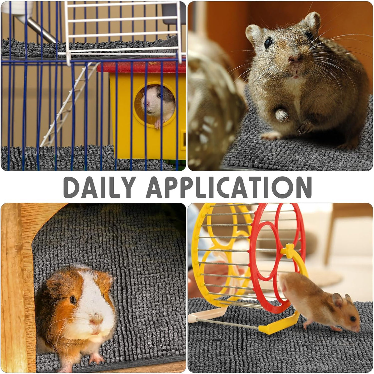 Amylove 4 Pcs Guinea Pig Cage Liner Guinea Pig Bedding Washable Fleece Pee Pads Reusable Small