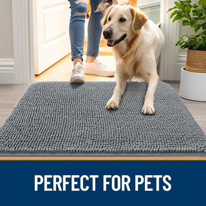 OLANLY Dog Door Mat for Muddy Paws 47x24, Absorbs Moisture and Dirt, Absorbent Non-Slip Washable