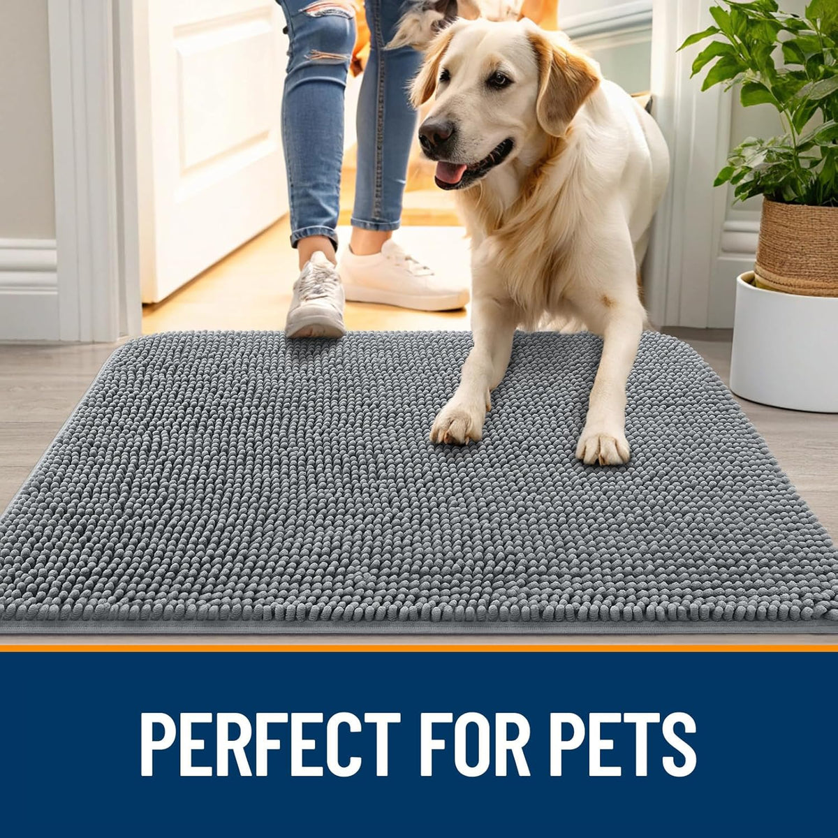 OLANLY Dog Door Mat for Muddy Paws 70x32, Absorbs Moisture and Dirt, Absorbent Non-Slip Washable