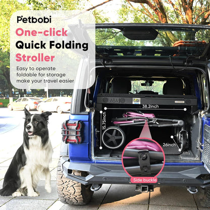 Petbobi Dog Stroller for Medium Dogs - Easy Fold Dual Entry Pet Stroller with One-Foot Brake, All