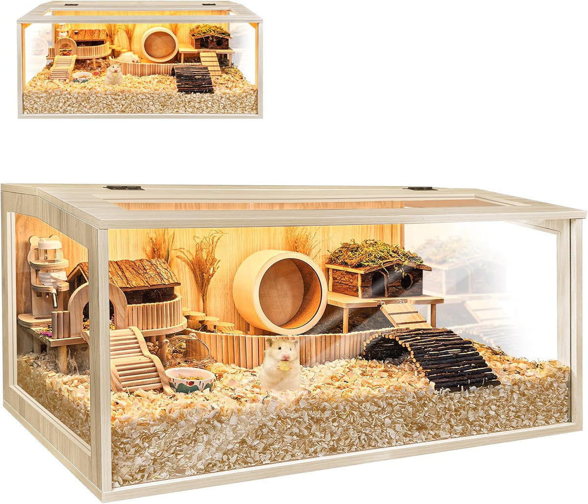 Hamster Cage Chewproof, Large Hamster Cages and Habitats, Openable Top with Acrylic Sheets, Solid