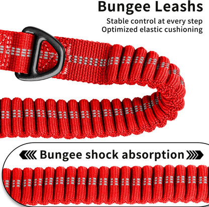 Heavy Duty Bungee Dog Leashes, 4-6FT Shock Absorbing Tactical Dog Leash with 2 Padded Handles