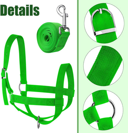 Hillban Cow Halter Cattle Halters Adjustable Calf Halter with Leading Rope for Miniature Horse